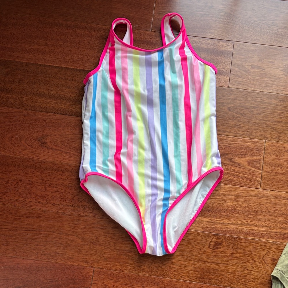 Wonder Nation Striped Swimsuit with Pink and Blue Accents like new xxl